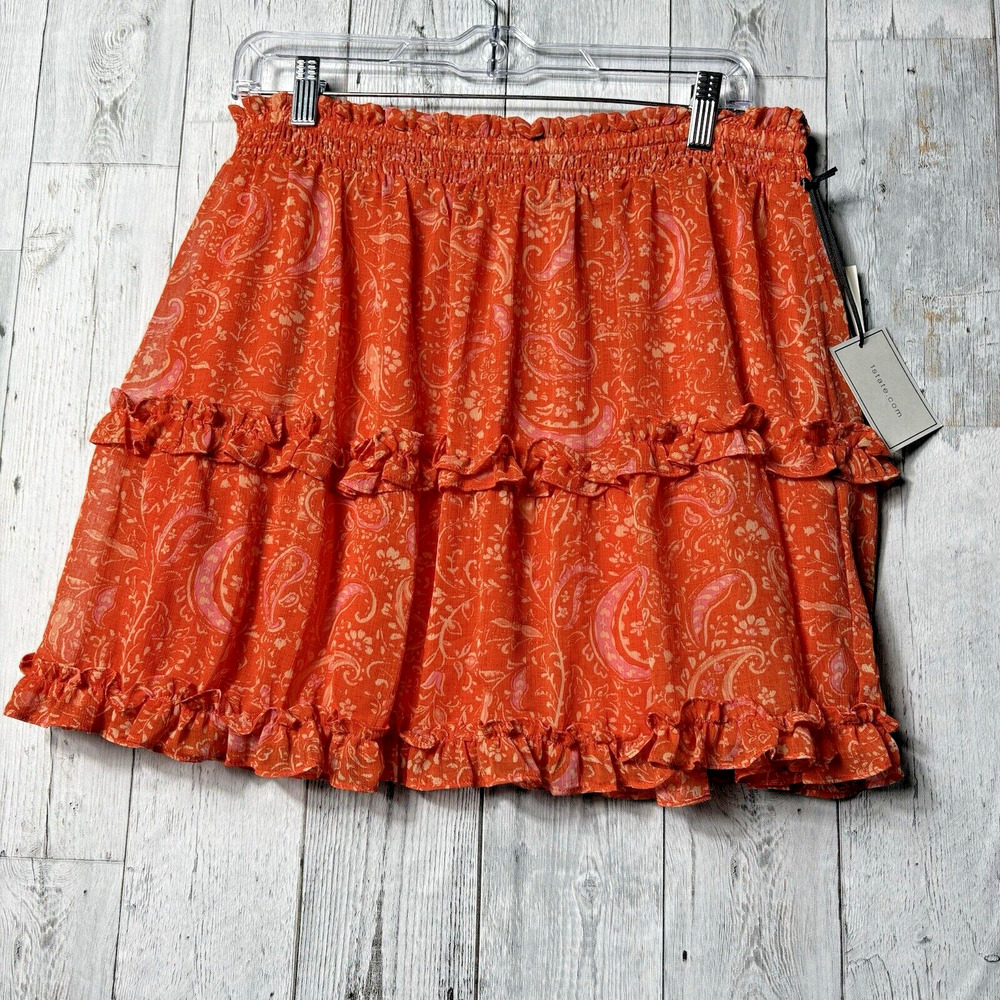 1.STATE Womens Size L Summer Eaze Paisley Print Smocked Waist Miniskirt ~ NWT